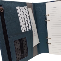 Caderno Organizer Couro Raffai - Azul Jeans